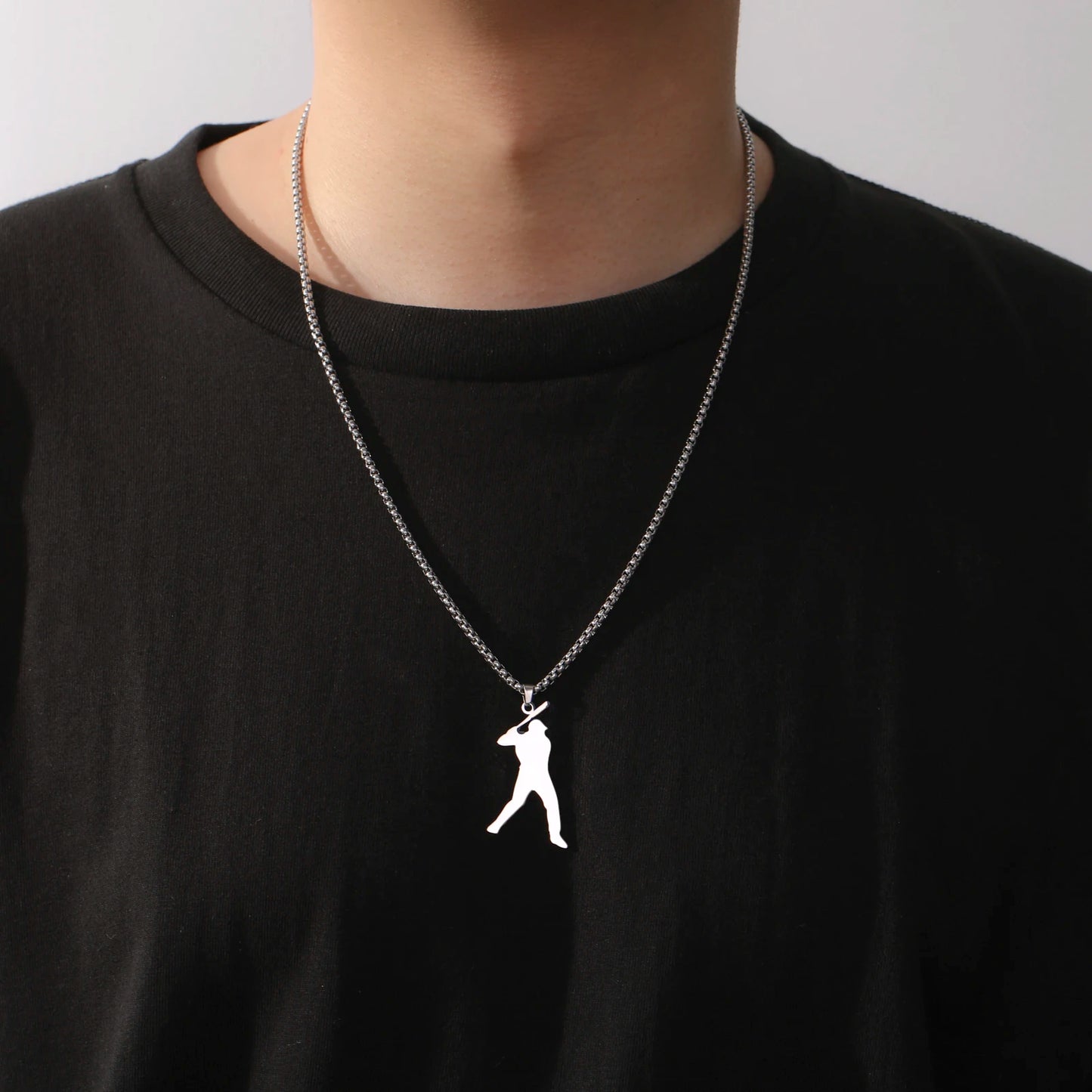 Baseball Gold Necklace Teen Boy Neck Chain Stainless Steel Pendant Necklace Fashion Sport Jewelry Men Sport Enthusiast Gifts