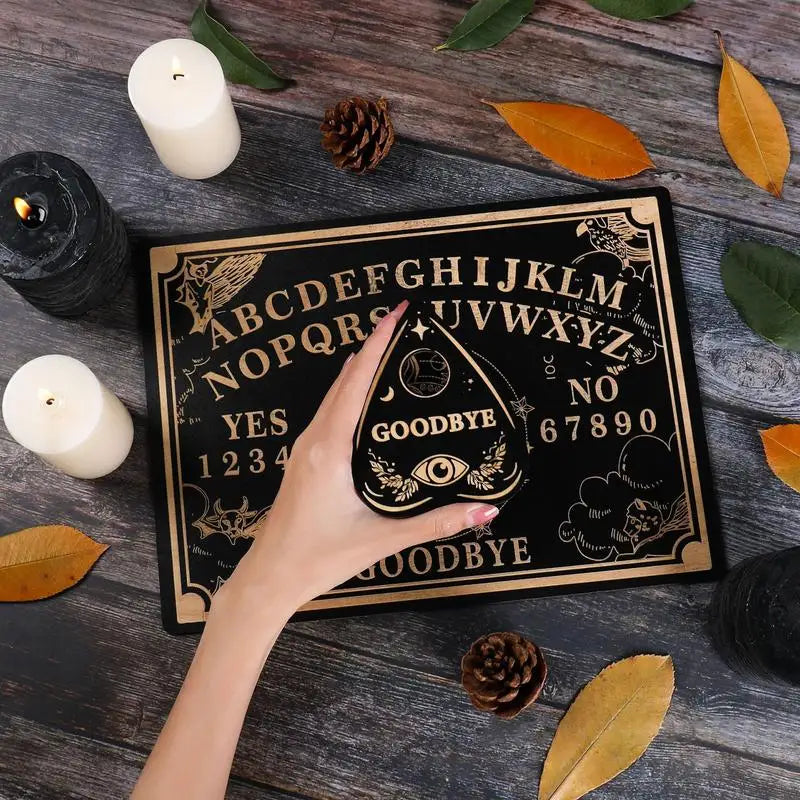 12inch Ouija Board Wooden Divination Pendulum Board Engraved Ma-gic Board Metaphysical Message Witch Pendulum Board Kit