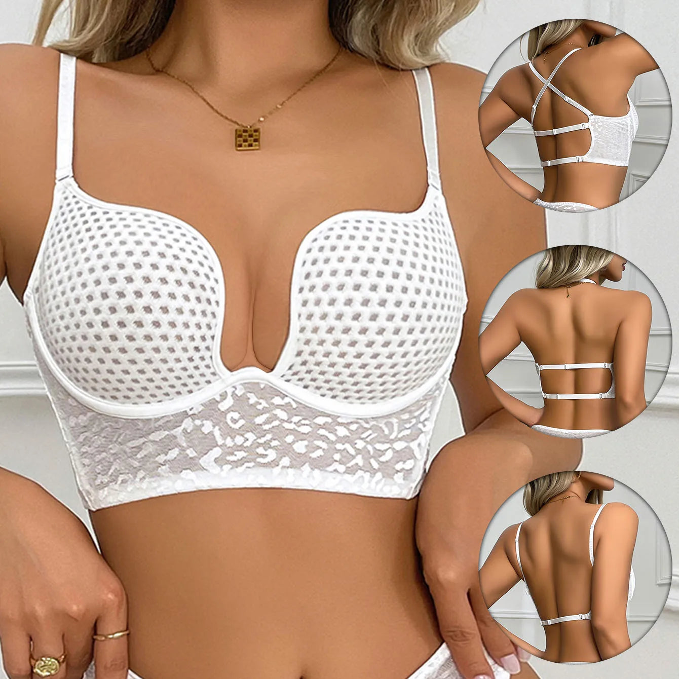 NEW 4 Colors Ultra thin sexy spacer bra hang neck underwear breathable U back backless bralette underwire push up invisible bra