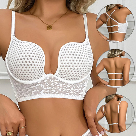 NEW 4 Colors Ultra thin sexy spacer bra hang neck underwear breathable U back backless bralette underwire push up invisible bra