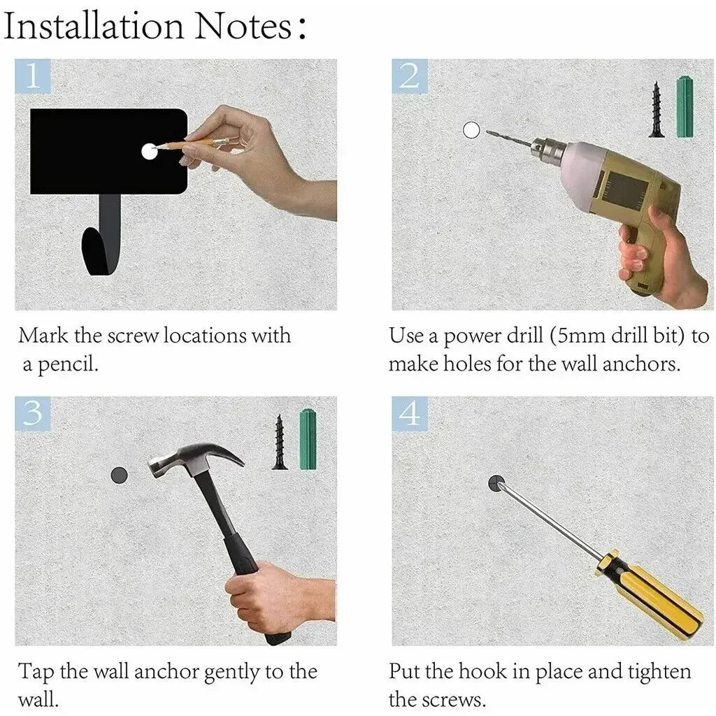 Hook Hanger Wall Key Holder Metal Decorative Coat Hanger with Sweet Home and Dogs Design Organizer Rack with 6 Hooks