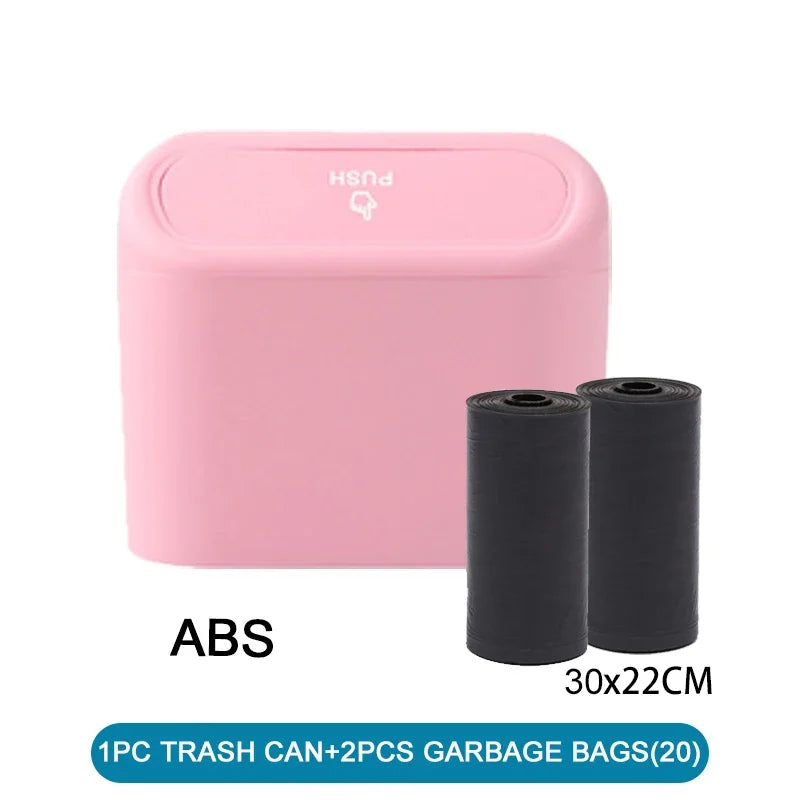 NEW Blue/White Color Car Trash Can (with Lid) Contains 60 (300) Garbage Bags, Small Car Trash Can, Leak-Proof Mini Car Cleaning Accessories
