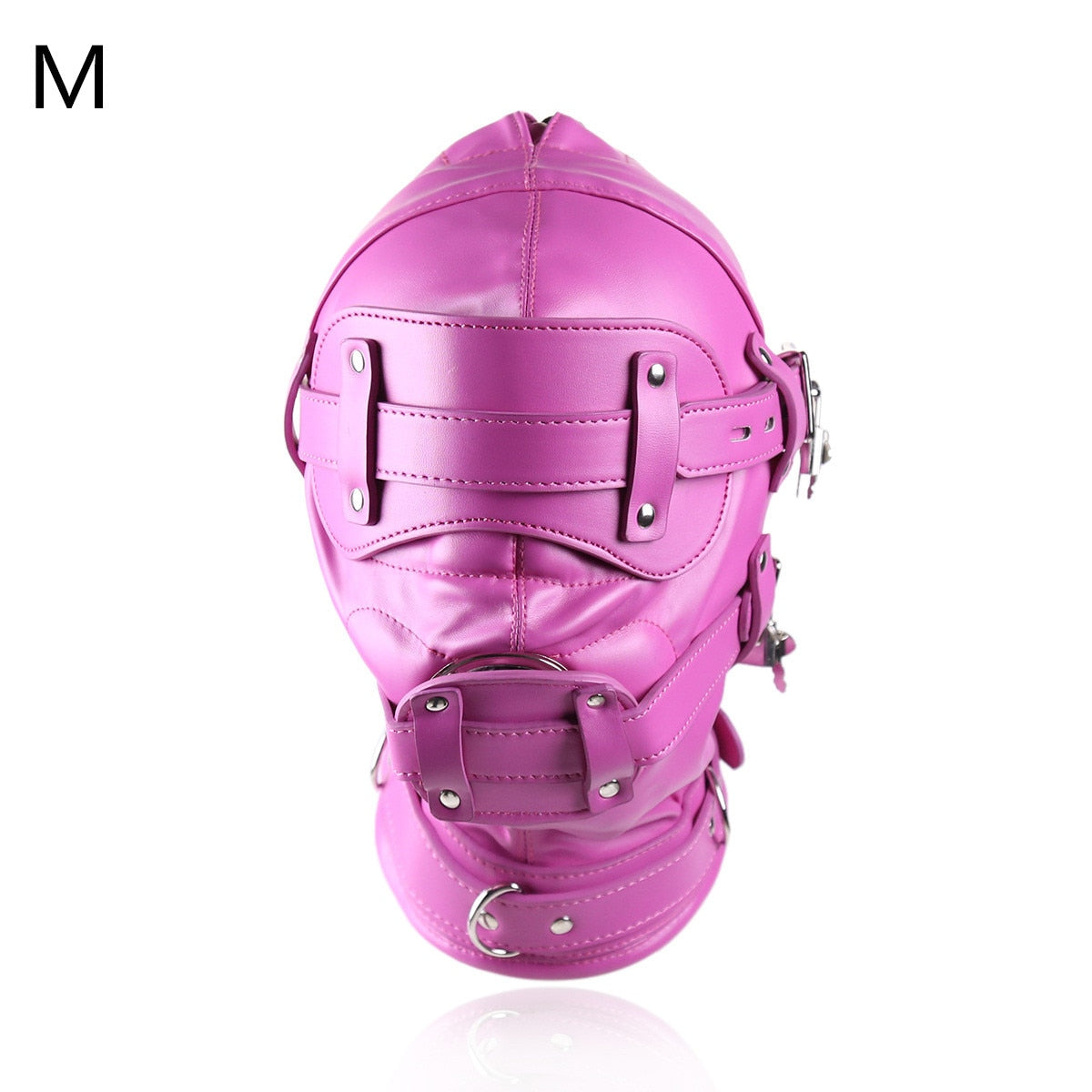 SM Leather Padded Hood Blindfold With Lock Head Harness Mask Fetish Slave BDSM Bondage Erotic Sex Toy Couples Cosplay Party Mask