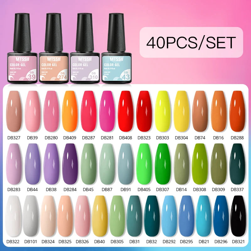 NEW Arrivals 24/40.120PCS Set Colors Gel Nail Polish Set Semi Permanent Hybrid Gel Varnish Set Base Top Coat Soak Off UV LED Nail Gel Kits Manicure Pedicure Accessories Nail Care Tools Sets Cosmetic Supplies