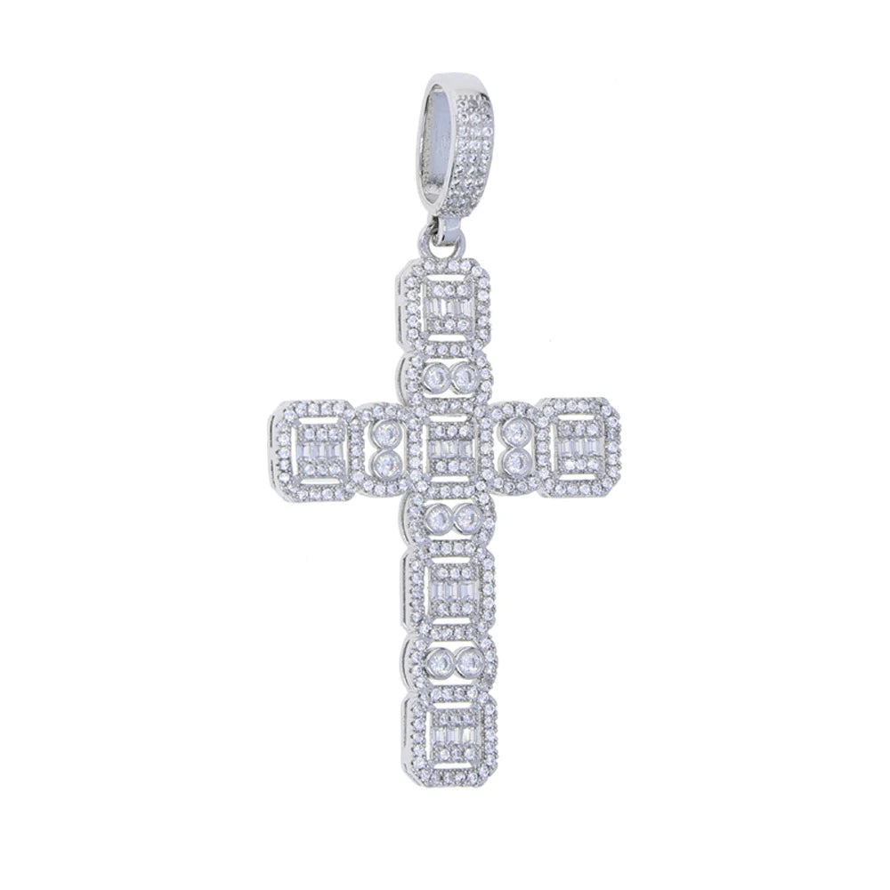 New Iced Out Cross Pendant Necklace For Women Men Bling Prong Setting Cubic Zirconia Cross Charm Luxury Hip Hop Fashion Jewelry Accessories.