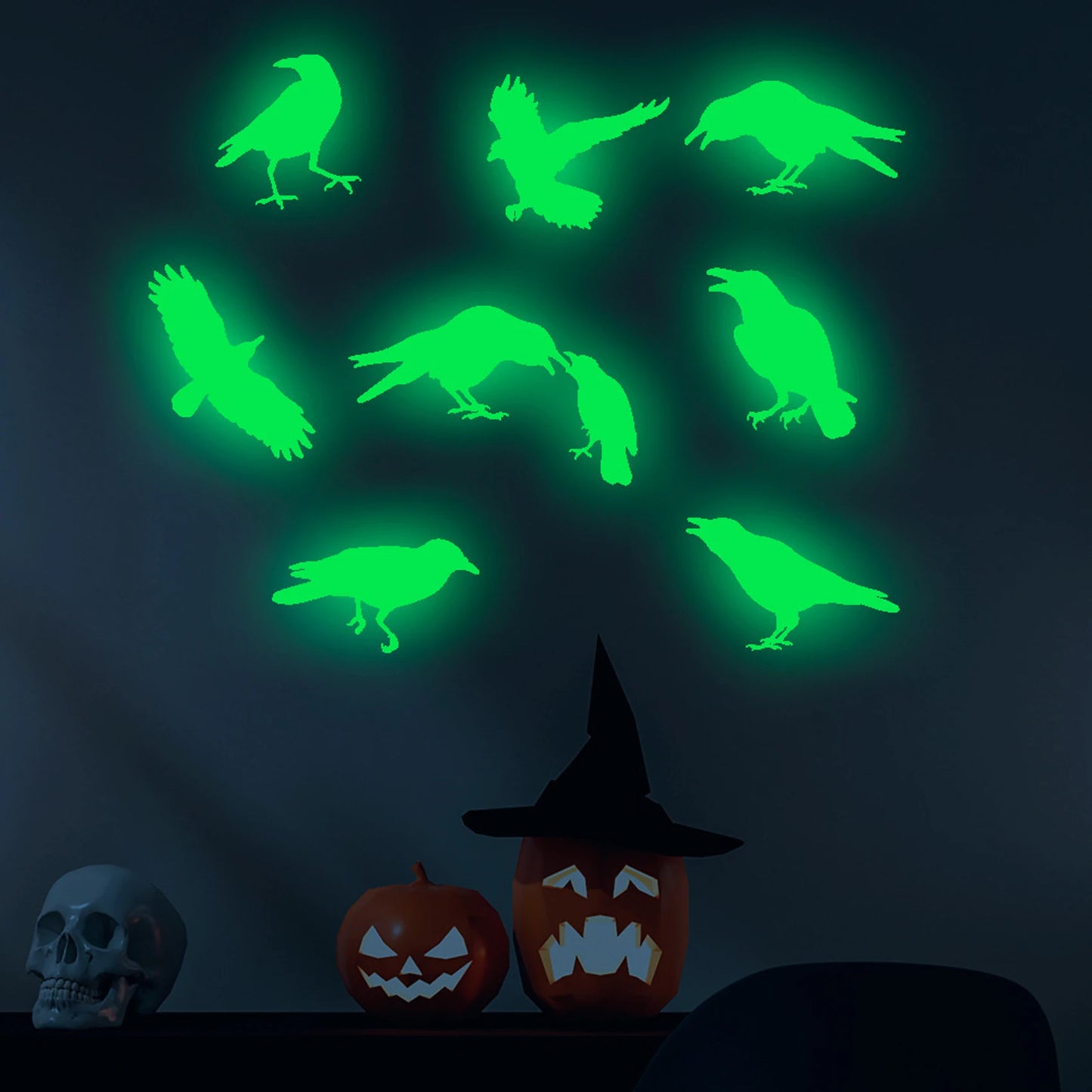 Halloween Eyes Bat Set Luminous Wall Decals Glowing in The Dark Eyes Window Sticker for Halloween Decoration for Home Party Supplies