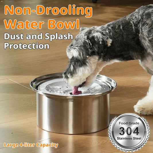 4L Large-Capacity Pet Suspended Water Bowl Stainless Steel Dog Food Bowl Spill-Proof Drip-Free Cat Water Dispenser