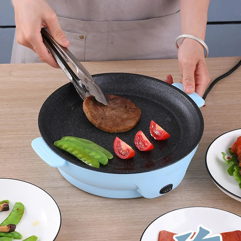 220V Multifunction Electric Frying Pan Skillet Non-Sticky Grill Fry Baking Roast Pan Cooker Steak Barbeque Cooking Kitchen Tool