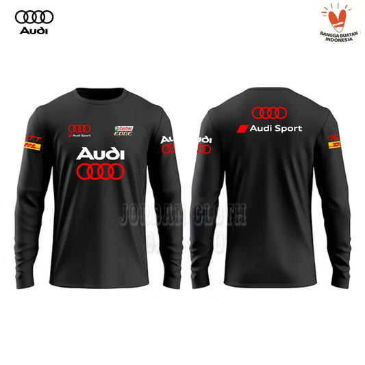 S-4XL UK Plus Size Black and White Color AUDI Sports Car Team Long-Sleeved T-Shirts for Men and Women, Daily Wear, Street Fashion Outdoor Sport Activities