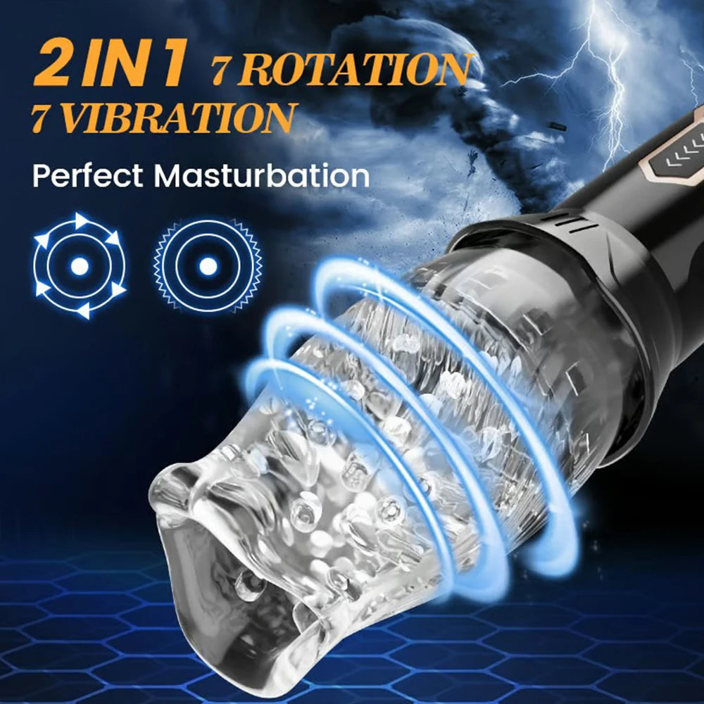 Automatic Male Masturbator Cup Rotation Silicone Vagina Vibrator Masturbation Erotic Sex Toy for Men Mastubator Blowjobs Machine