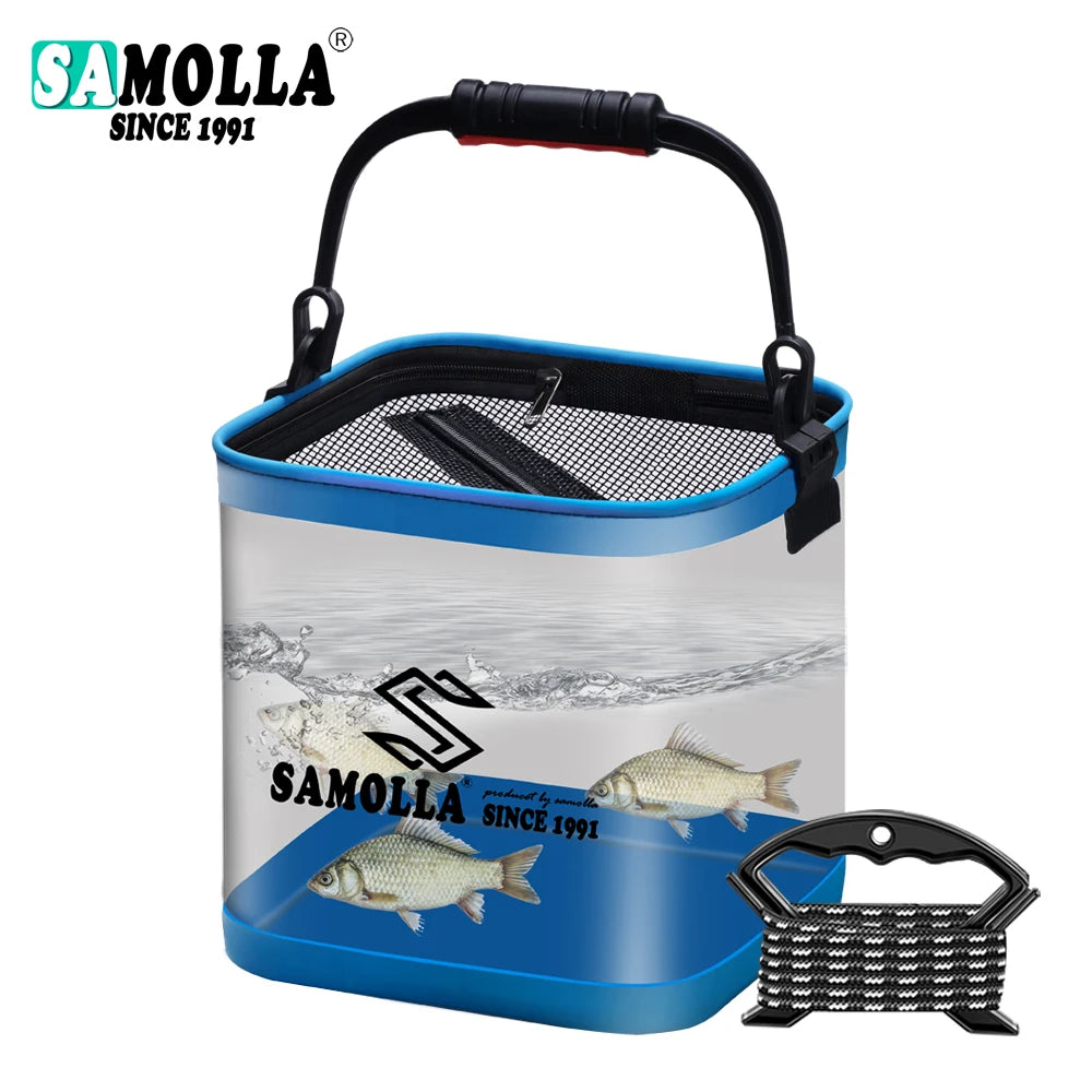 14L Transparent Fishing Bucket Portable Folding Storage Box EVA Live Fish Bag Folding Fishing Bucket