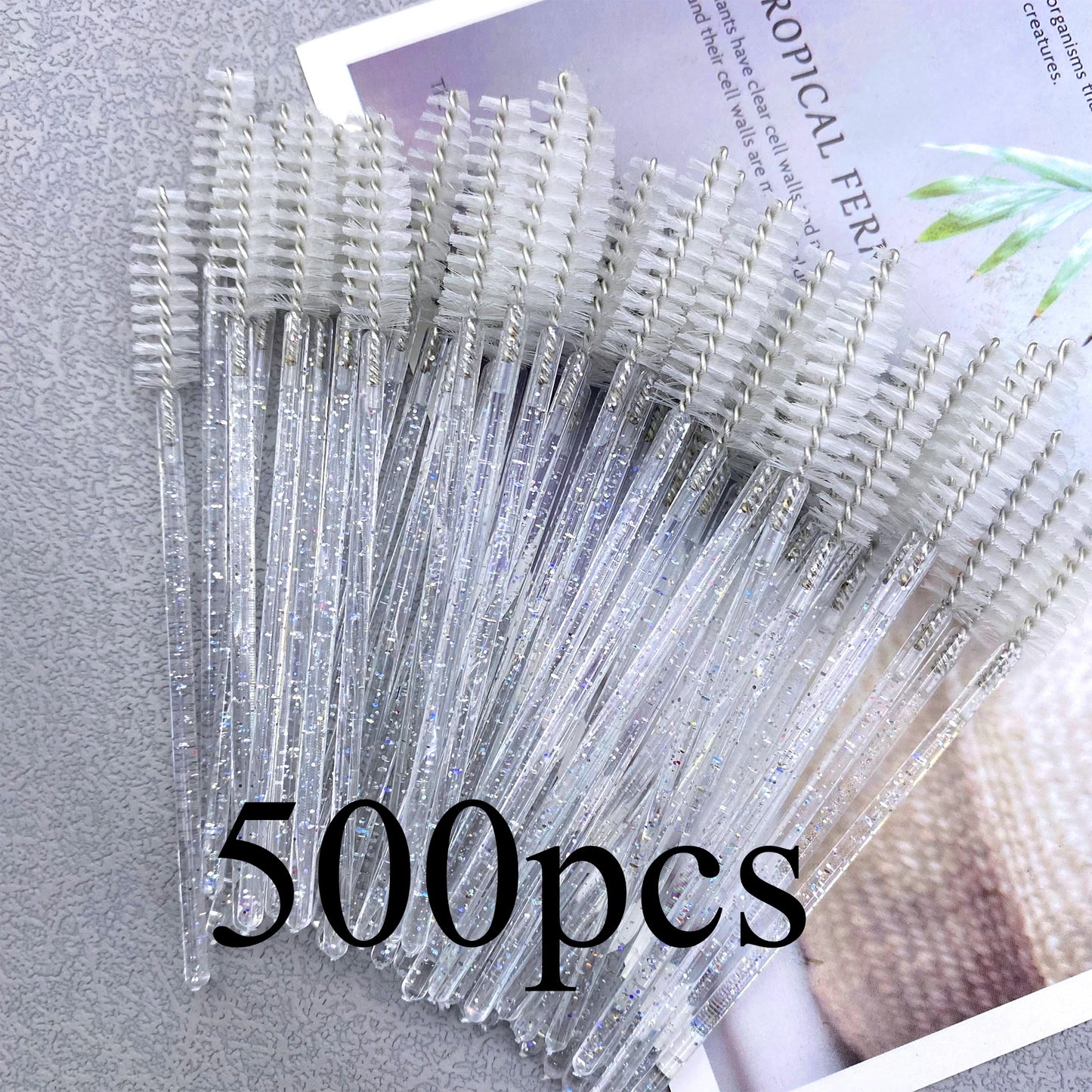 NEW Arrivals 500 PCS Set Eyelashes Brush Crystal Diamond Handle Make-Up Brush Mascara Wands Eyelash Extension Tool Supplies Applicator Spoolers Women Girls Cosmetic Accessories