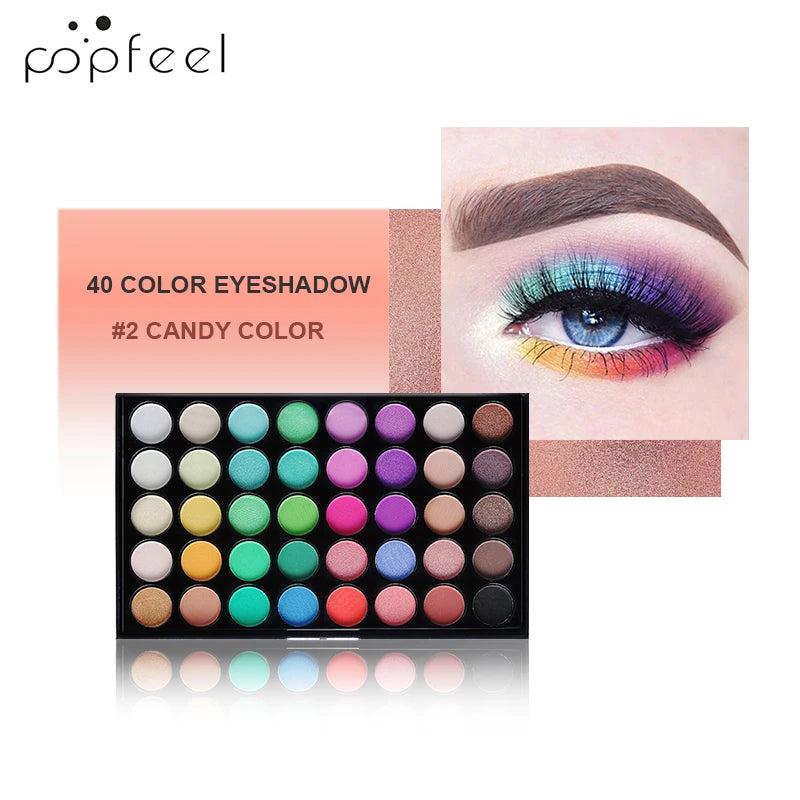 40 Colors Eyeshadow Palette Long Lasting Easy Makeup Brown Eyeshadow Palette, Pink Eyeshadow Palette