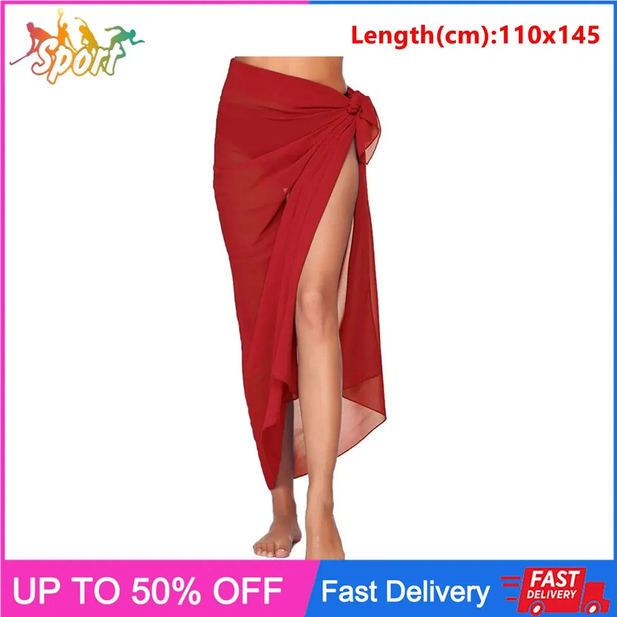 White/Black/Red Color Long Sarong Beach Wrap Skirt for Women Solid Color Cover Up Towel Bikini Scarf Lightweight Beachwear Summer Essential Women Swimsuit See Through Cover Ups