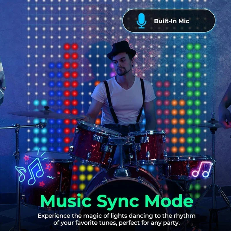 NEW 1/2PCS 3M-400 Led Smart LED Curtain Lights LED Fairy Lights App Control Music Sync DIY Pattern Waterproof for Indoor Outdoor Party Decor Christmas New Year Eve Decoration Supplies