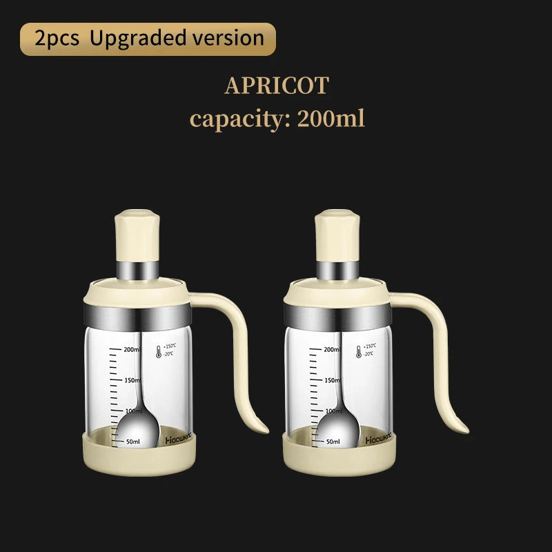 3 PCS Spice Seasoning Bottle Kitchen Supplies Glass Transparent Sugar Bottle Containers with Spoon Seasoning Bottle Salt and Pepper Bottle Kitchenware Accessories Preparing Cooking Tools Sets