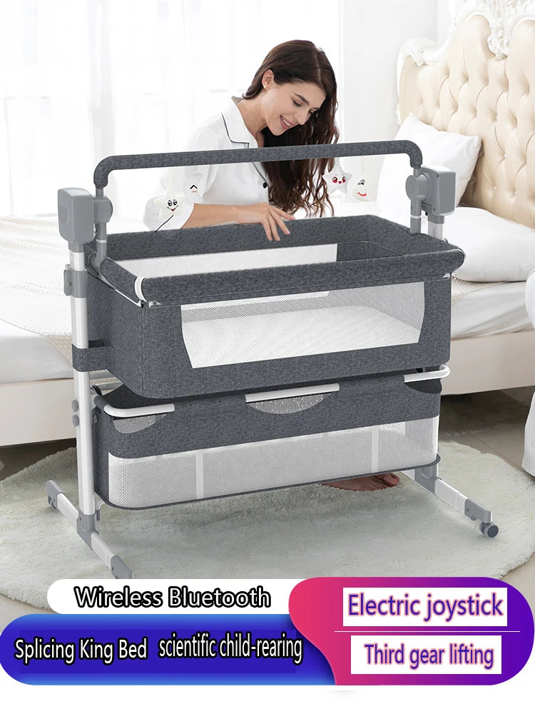 Baby Bed Electric Baby Crib Cradle Newborn Bluetooth Music Good Sleeping Baby Bed Movable Portable Baby Mosquito Net Travel Bed