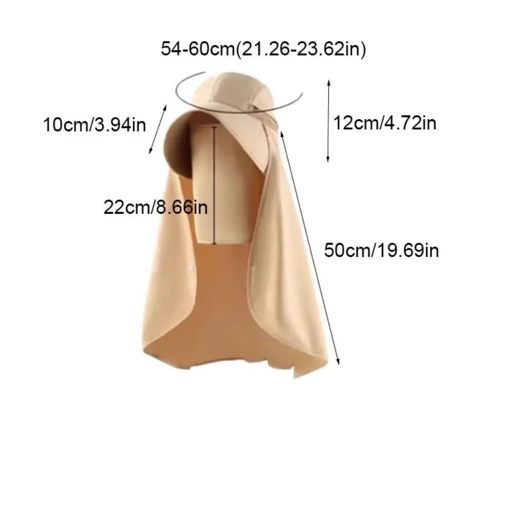 5 Colors Full Face UV Protection Fashion Wide Brim Shawl Fisherman Hat Detachable Mask Sunscreen Beach Hiking Bucket Hat Visors Ponytail Cap Mountaineering Hat Summer Apparel Accessories