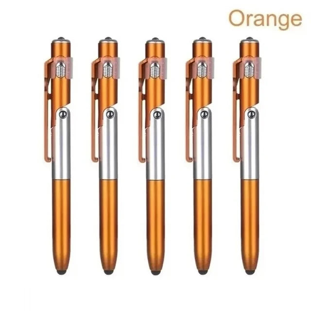 NEW Arrivals 5 PCS Set 5 In 1 Multi-Function Ballpoint Pen With LED Light Fold Phone Holder Night Read Writing Pencil Office Student Stationery Tools