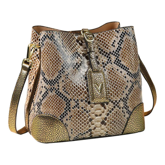 New Fashion Serpentine Women Handbag European Designer Cow Genuine Leather Shoulder Bag Female Brand Luxury Crossbody Bucket Bag