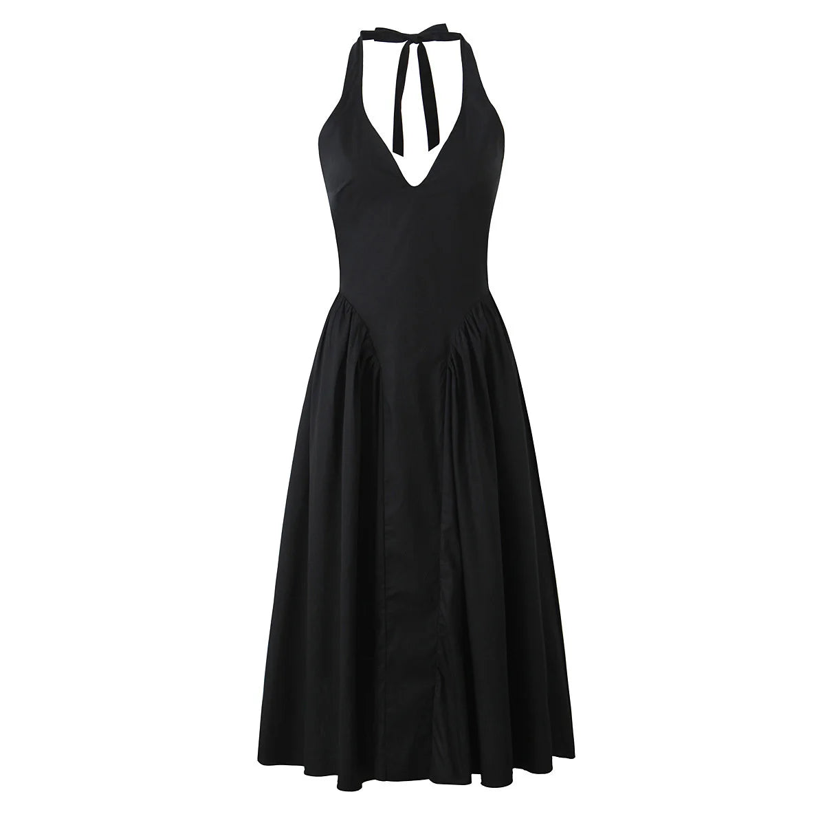 7 Colors  Sexy Backless Elegant Halter Dress For Women Low Waist A-line Midi Summer Evening Party Dresses Cotton Gowns