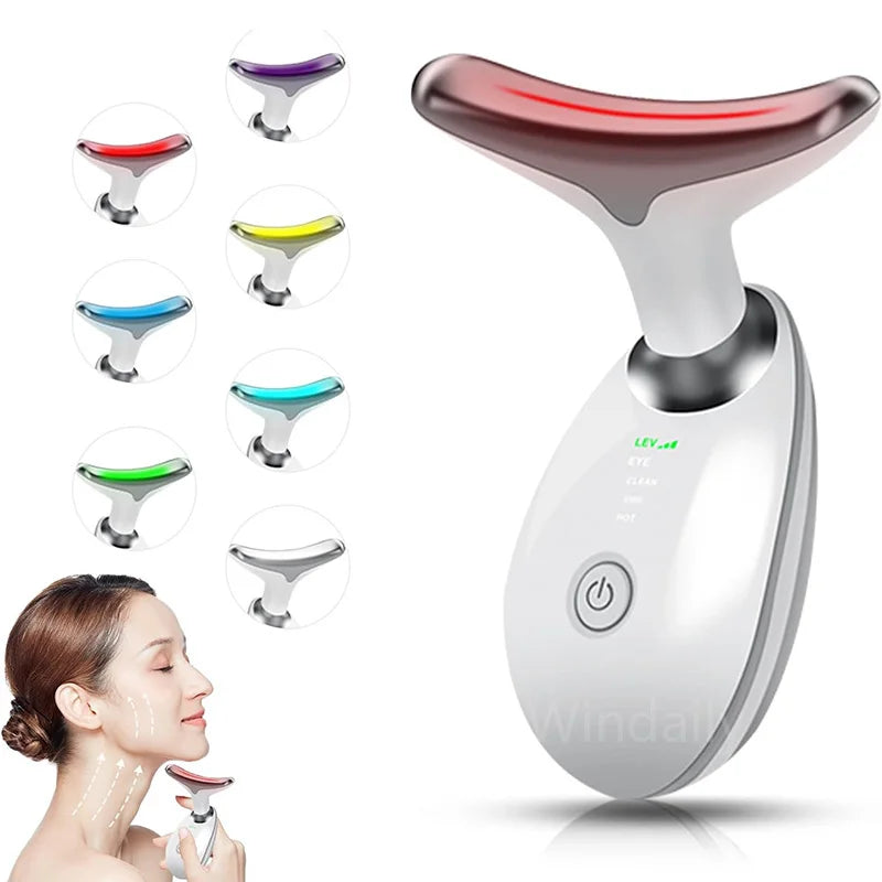 NEW 7 Colors Electric Neck Face Anti Wrinkle Facial Massager Neck Face Beauty Device Skin Tighten Facial Lift Device Reduce Double Chin Skin Care Tool Ladies Beauty Salon Spa Supplies