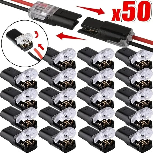 100 PCS Set H2 2-Pin Pluggable Wire Connectors, Nylon Insulated Copper Quick Connect Terminal Blocks, Suitable for Low-Voltage Cables, No Power Mode Required, No Electronic Components