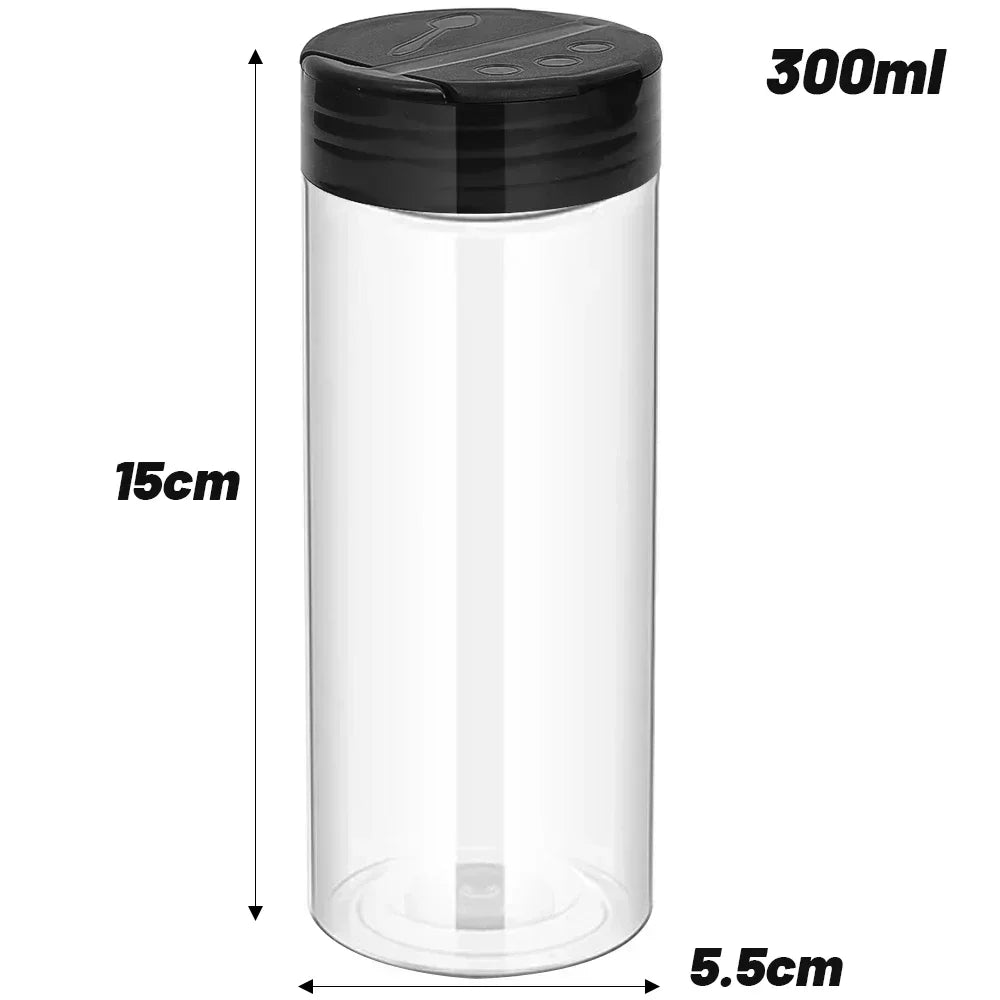 NEW 100ml 6 PCS Set Plastic Spice Jars with Shaker Lids Transparent Safety Plastic Bottles for Home Kitchen Storing Spices Seasoning Powders Jars Home Barbeque Kitchenware Supplies