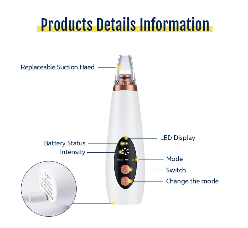 NEW Arrivals Blackhead Remover Pore Vacuum Electric Acne Extractor Kit Facial Pore Deep Cleaner USB Rechargeable Women Skin Care Tools