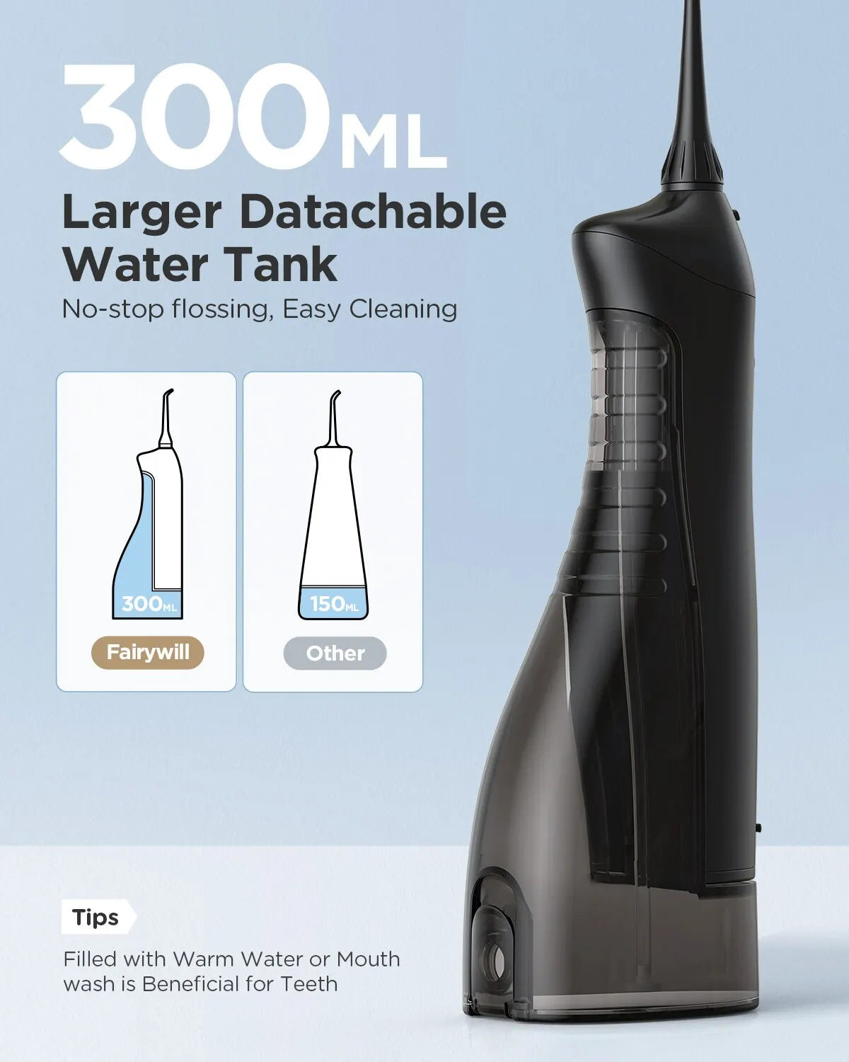 Electric  Water Flossers Oral Irrigator Rechargeable Portable Dental 3 Modes Set Water Tank for Teeth 300ML Waterproof Teeth Cleaner