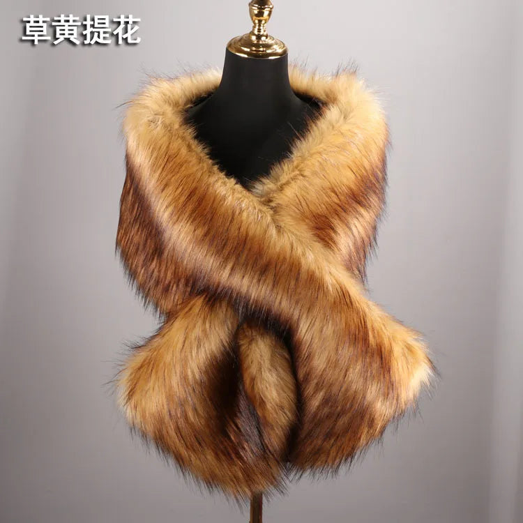 NEW Arrivals 32 Colors 160*22cm Women Luxury Warm Faux Fox Fur Shawl Winter Ladies Plush Scarf Wraps Cloak Coat Wedding Long Cape Scarves Girls Ladies Luxury Fashion Clothing Products