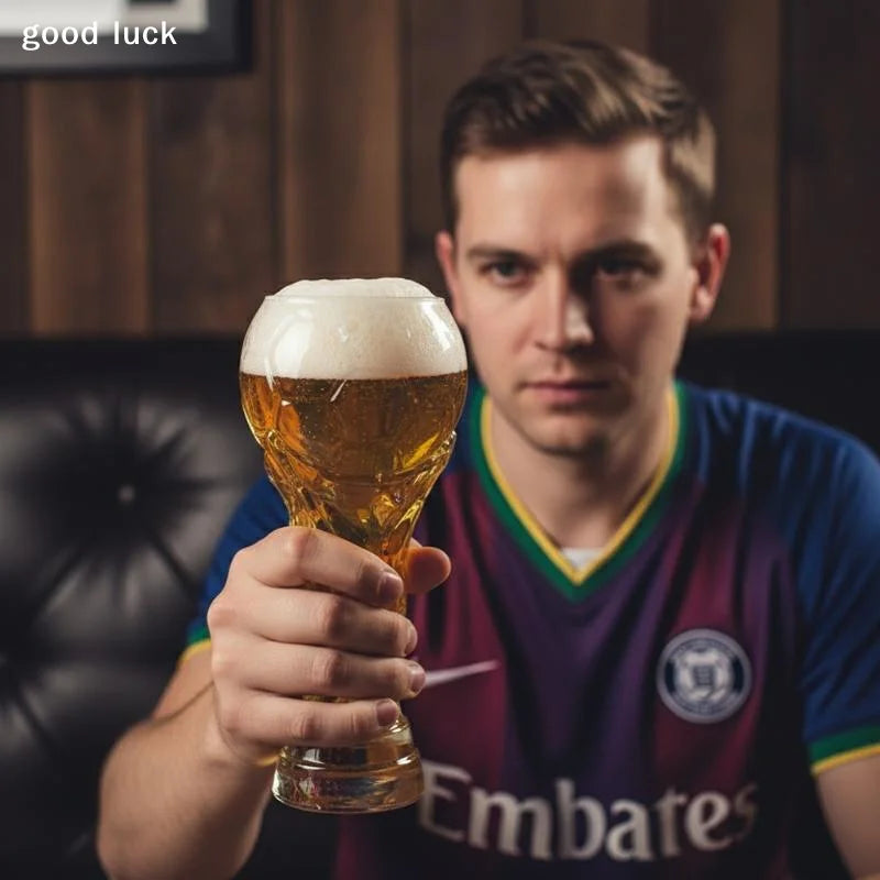 Football Lovers 2026 World Cup 600ml Beer Crystal Glass Coffee Mugs Trophy Shape Comfort With Distinctive Texture Beer Mug Suitable For Family Home Bar Glassware Pubs Barware Accessories