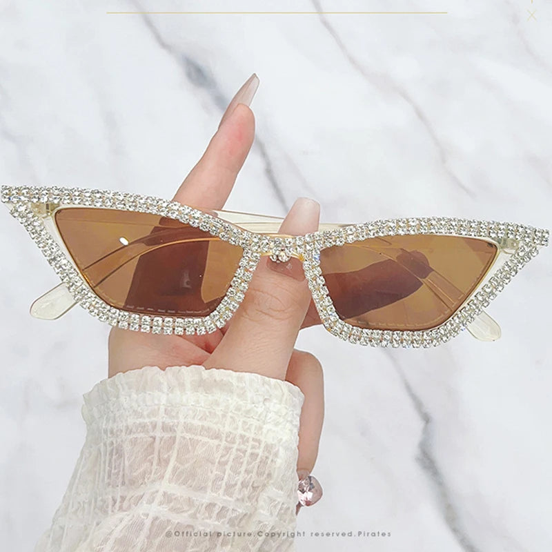 5 Colors Special-Shaped Cat-Eye Fashion Sunglasses Niche Hip-hop Trendy Sunglasses With Dimond For Women 2154