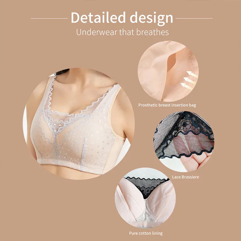 Mastectomy Bra with Pockets for Silicone Breast Forms Prosthesis Women Everyday Bra Artificial Prosthesis