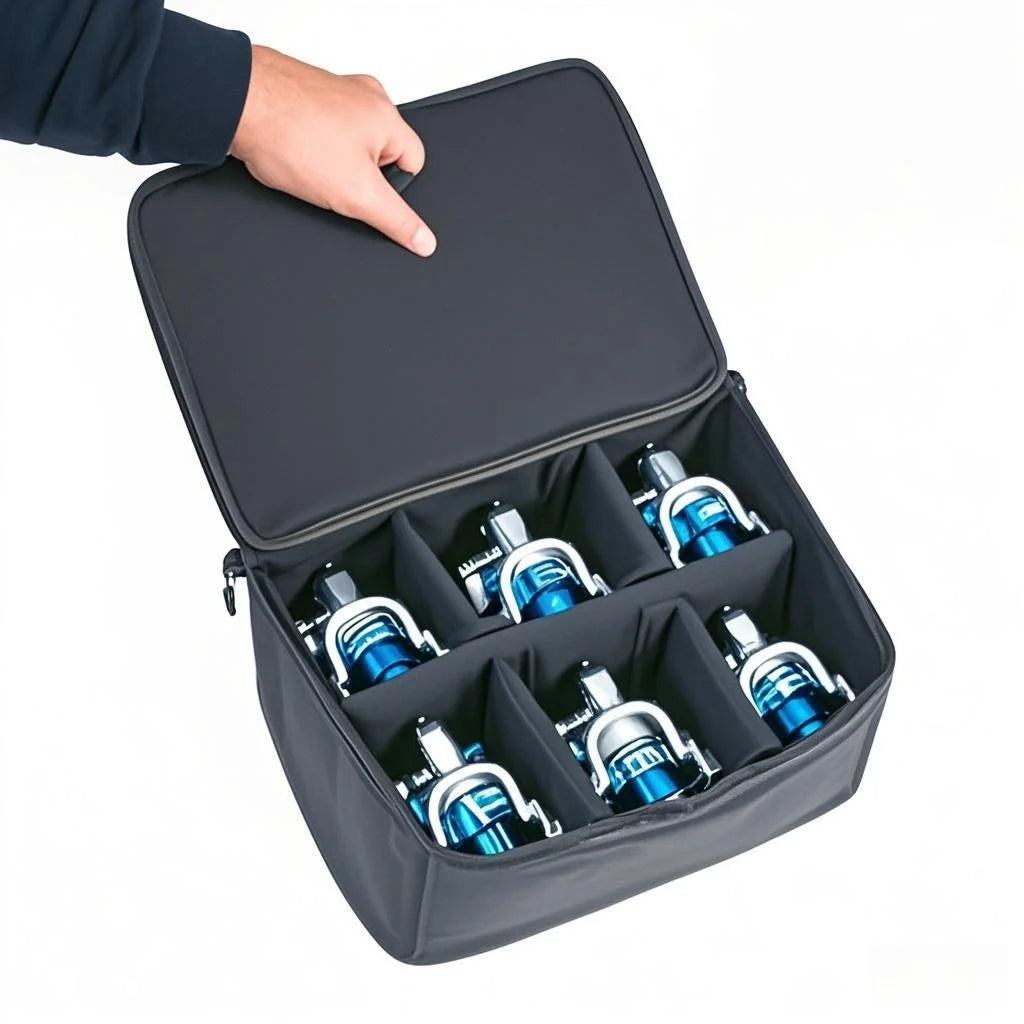 3/4/6 Grids Fishing Reel Bag Portable Outdoor Fishing Reel & Gear Bag Carry Storage Water-Resistant Fishing Tackle Bags