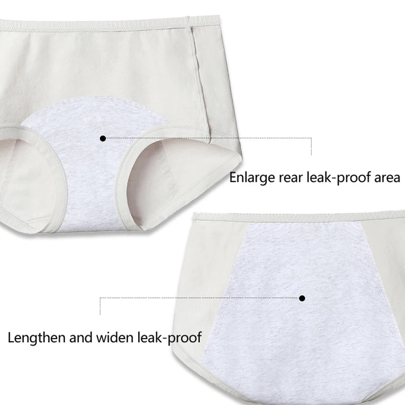 5Pcs /Set High Waist Leak Proof Menstrual Panties Women Cotton Physiological Briefs Widen Female Period Pants Underwear