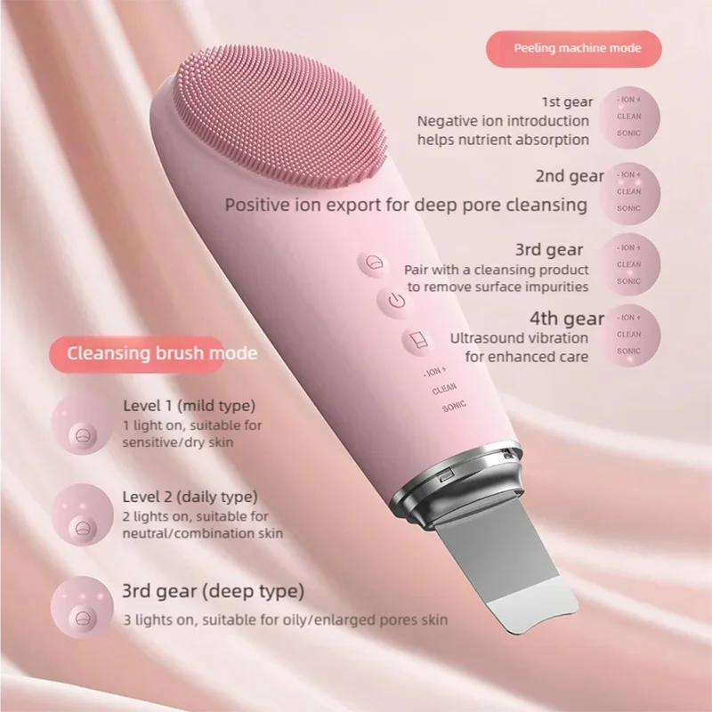 NEW Electric 7 in1 Silicone Blackhead Exfoliating Skin Tightening Massage Home Spa Face Cleaner Care Cleansing Face Brush Cleanser Women Skin Care Accessories Beauty Salon Devices