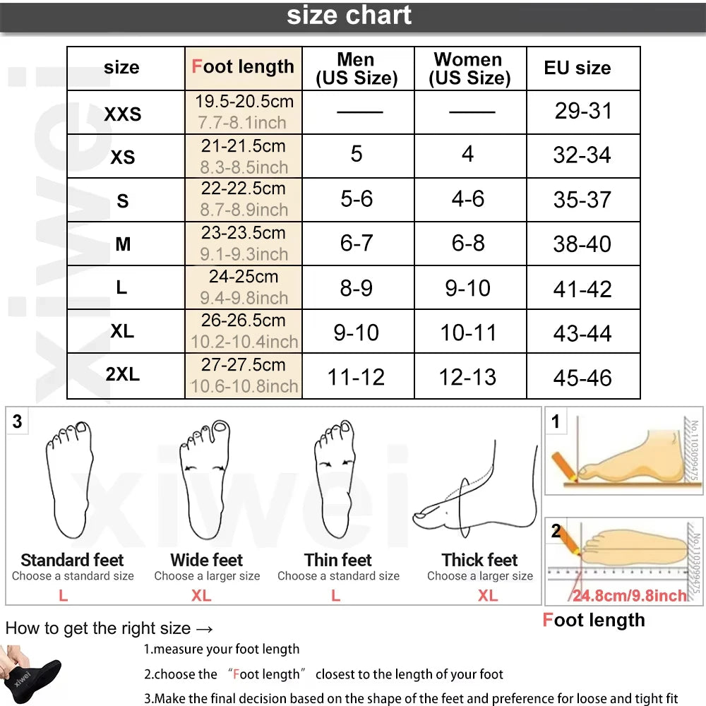 NEW Arrivals S-2XL Neoprene Socks 3mm 5mm Wetsuit Shoes Warm Surf Swimming Fins Socks Elasticity Beach Boots Non-Slip Socks for Snorkeling Diving Surfing Kayaking Accessories