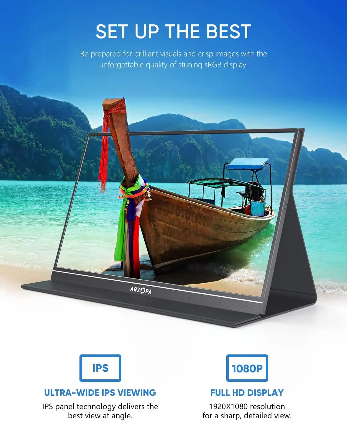15.6'' FHD 1080P Portable Monitor with HDMI USB IPS Second Monitor External for PC Laptop Mac Switch Xbox ps4,S1 Table
