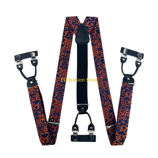 23 Types/Colors Men's Suspenders with Ergonomic Y Back and Metal 6 Hooks for Secure Wear Comfortable Nonslip Pants Shirt Brace Male Apparel Accessories