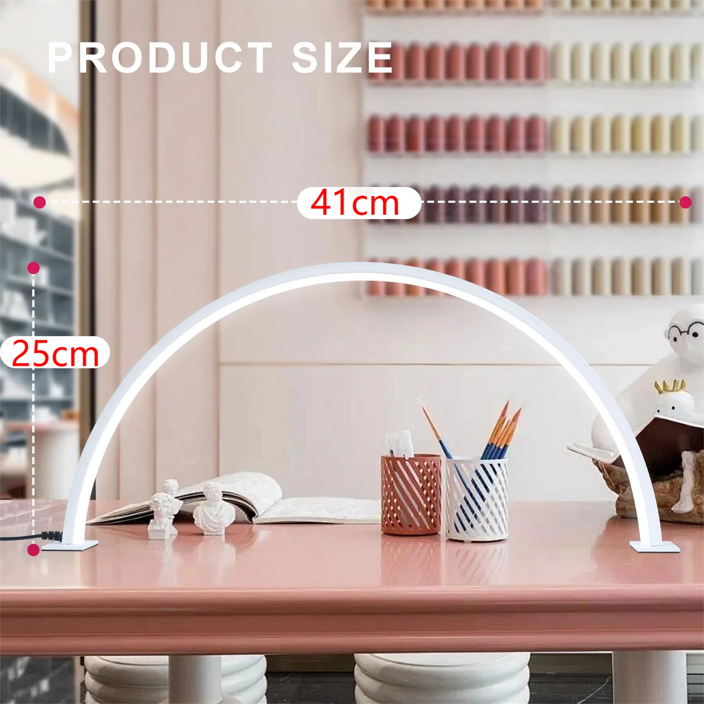 NEW Nail Table Lamp Bulbs Shadow Less Fill Light Nail Lighting Lamp Desktop Beauty Salon Accessories Supplies Half Moon Shaped Women Ladies Beauty Products