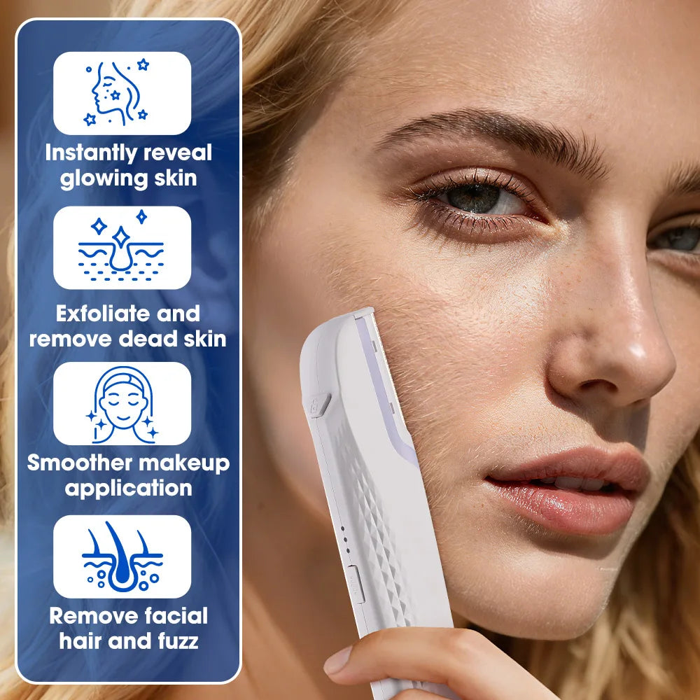 NEW Arrivals Women's Sonic Rechargeable Dermaplane Razor with Light 6 Replaceable Blades Facial Exfoliation Hair And Fuzz Removal Tool Women Skin Care Supplies