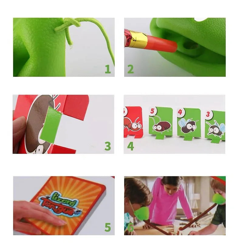 4 Person Frog Lizard Mask Wagging Tongue Lick Cards Board Games for Children Family Party Toys Antistress Funny Desktop Puzzle Game Toys