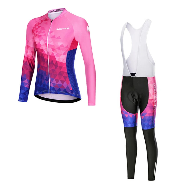 NEW Arrivals S-4XL (Size Smaller Than Usual) Women Cycling Jersey Set Gloves Long Sleeves Head Cap Pants Kits Clothing Long Sleeve MTB Bicycle Racing Apparel Accessories Sports Fashion Clothing Supplies