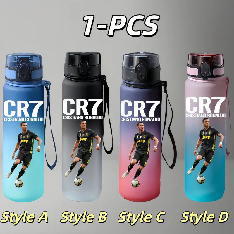 750ml Messi Cristiano Ronaldo Neymar Football Star Character Water Cup Large Capacity Outdoor Portable Leak-Proof Drinking Bottle Boys and Girls Gift Drinking Kettle Sports Accessories