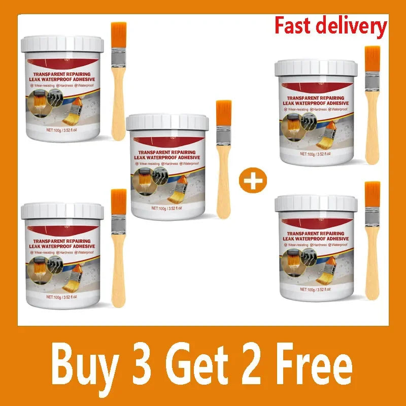 1-10 PCS Set Invisible Waterproof Agent Strong Transparent Sealing Coating Repairing Antileak Glue Invisible Paste Glue With Brush 100-1000g