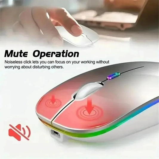 NEW Wireless Mouse Rechargeable Silent LED Backlit Mice PC Laptop Computer Mouse 2.4Ghz Receiver Bluetooth Dual Mode Optical Mice Computer Accessories Electronic Supplies