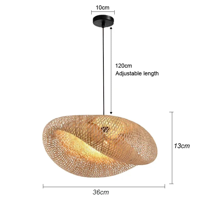 2025 Newest Bamboo Pendant Lamps Ceiling Lights Rattan Wicker Lustre Hand Knit Braiding Suspended Home Dining Braided Decor