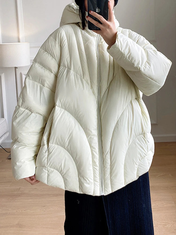NEW Arrivals Fashion White Duck Down Jackets Women's Hooded Solid Color Warm Thick Coat Versatile Winter New Clothing 2VV1913
