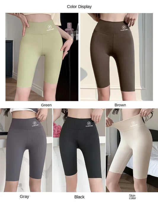 5 Colors M/L/XL Size (40-80Kg) High Waisted Yoga Shorts Tummy Control Tights Quick Dry Gym Fitness Leggings Butt Lifting Workout Bottoms Stretchy Women Running Cycling Pants Women Sports Apparel Accessories